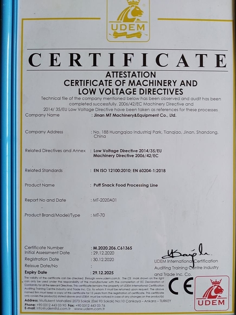 Китай Jinan MT Machinery &amp; Equipment Co., Ltd. Сертификаты